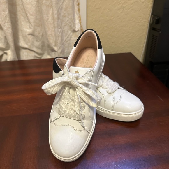 Kate Spade Fez White/Black Big Logo Leather Women Sneakers- SZ 6 B - Picture 7 of 10